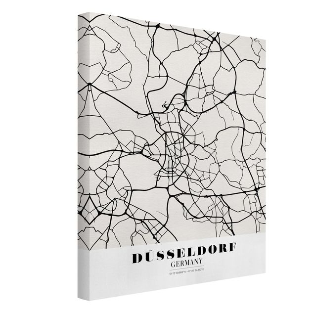 Weltkarten Leinwand Stadtplan Düsseldorf - Klassik