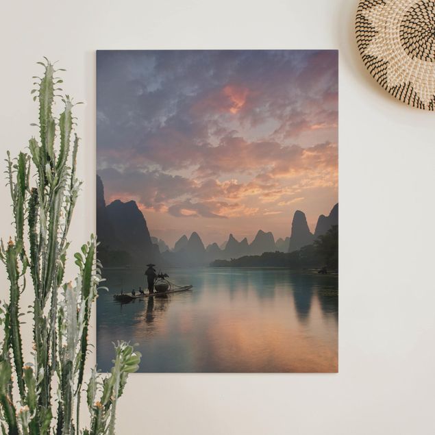 Leinwandbilder XXL Sonnenaufgang über chinesischem Fluss