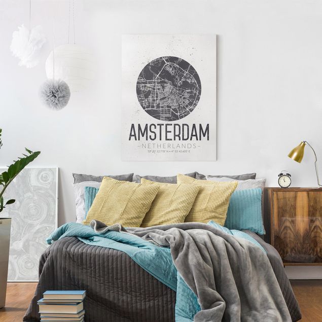 Leinwandbilder Sprüche Stadtplan Amsterdam - Retro