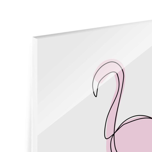 Glasbild - Flamingo Line Art - Hochformat 4:3