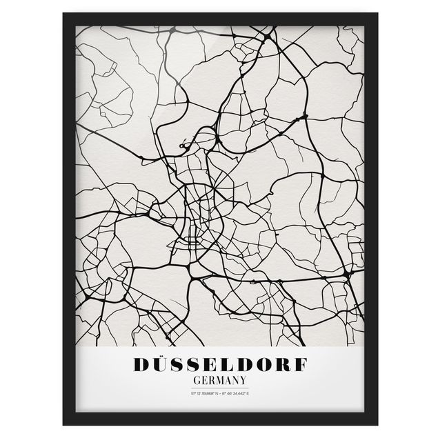 Wandbilder Stadtplan Düsseldorf - Klassik