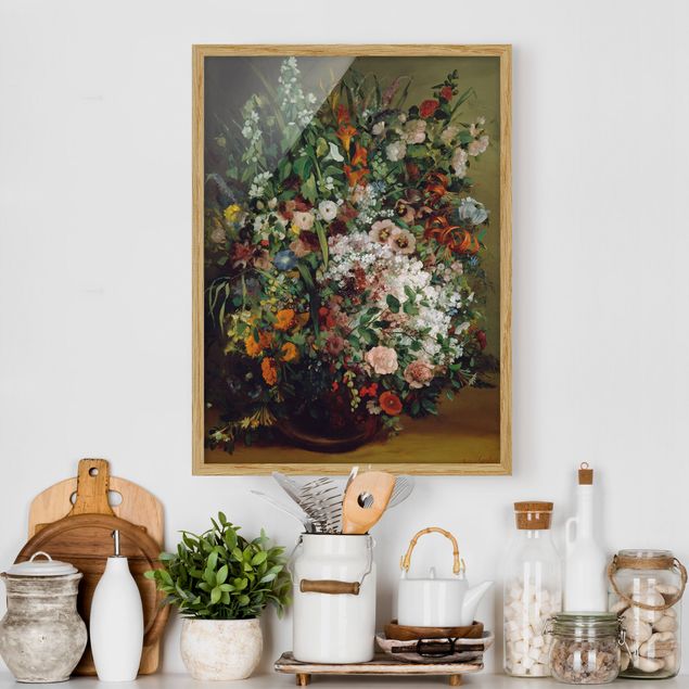 Bild mit Rahmen Gustave Courbet Gustave Courbet - Blumenstrauß in Vase