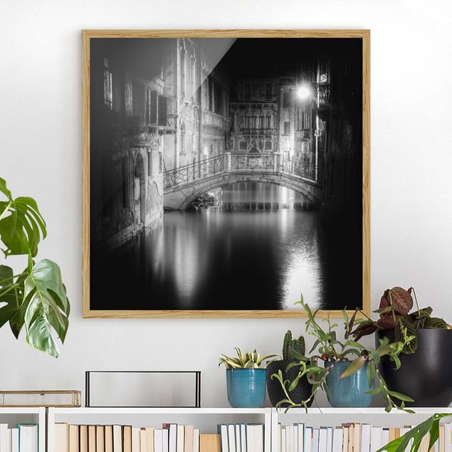 Schwarz-Weiß Bilder mit Rahmen Brücke Venedig