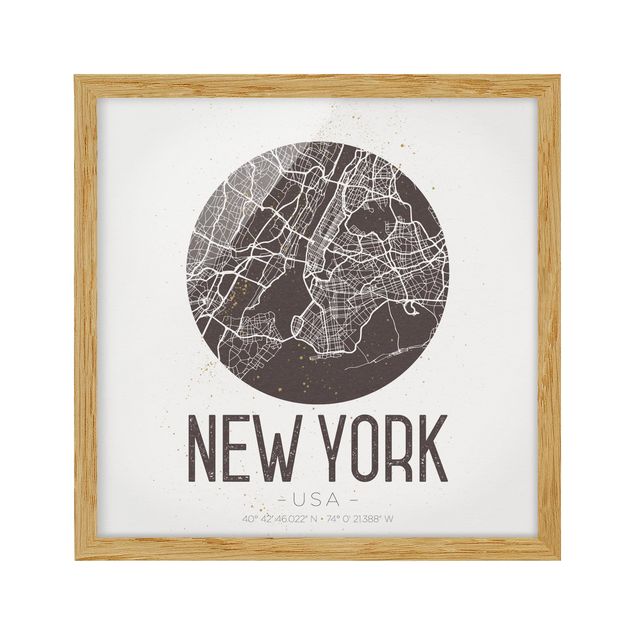 Bilder für die Wand Stadtplan New York - Retro