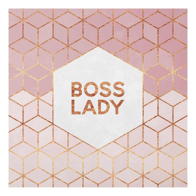 Glasbild - Boss Lady Sechsecke Rosa - Quadrat 1:1