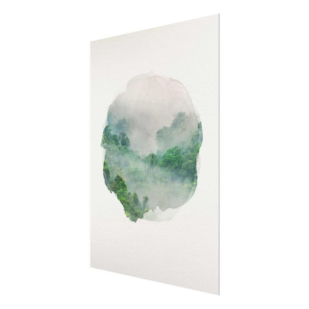 Bilder für die Wand Wasserfarben - Dschungel im Nebel