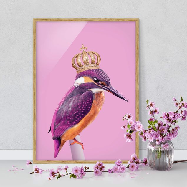 Wandbilder Tiere Rosa Eisvogel mit Krone