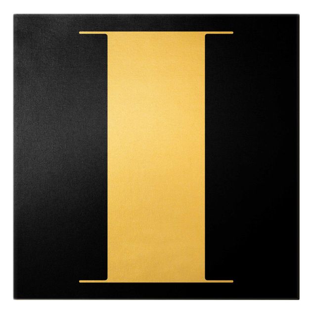 Leinwandbild Gold - Antiqua Letter I Schwarz - Quadrat 1:1