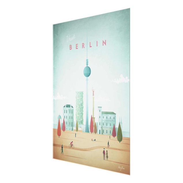 Glasbild - Reiseposter - Berlin - Hochformat 4:3