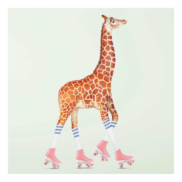 Wandbilder Giraffe mit Rollschuhen