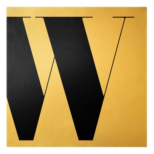 Leinwandbild Gold - Antiqua Letter W - Quadrat 1:1