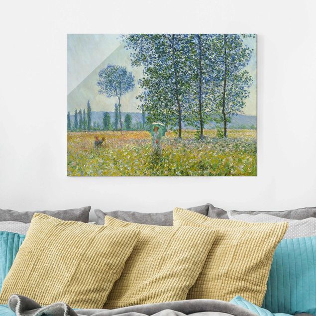 Glasbilder Claude Monet - Felder im Frühling