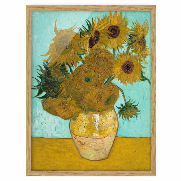 Gerahmte Bilder Blumen Vincent van Gogh - Vase mit Sonnenblumen