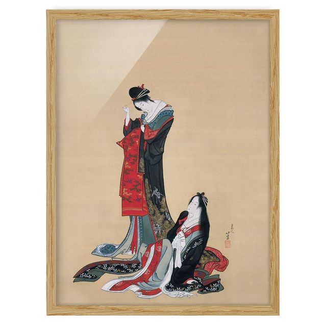 Wandbilder mit Rahmen Katsushika Hokusai - Zwei Kurtisanen