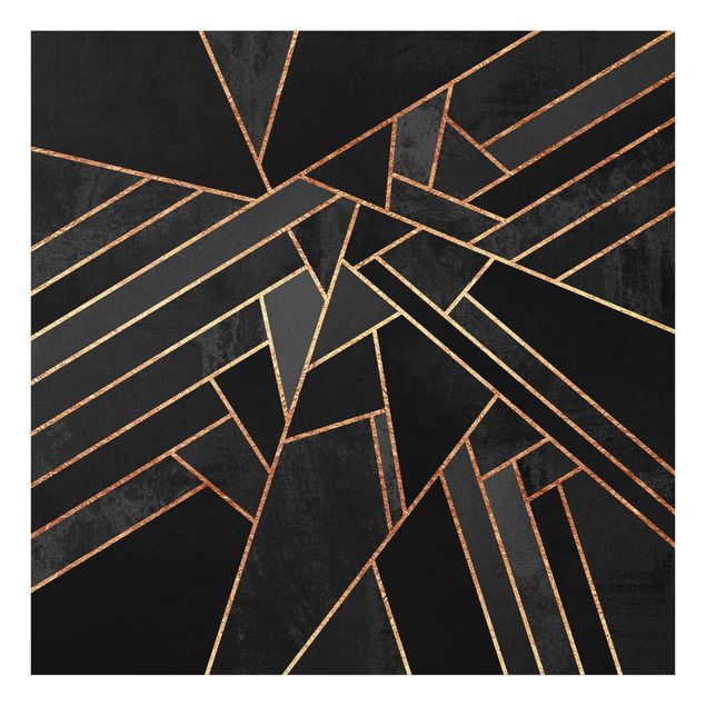 Abstrakte Glasbilder Schwarze Dreiecke Gold