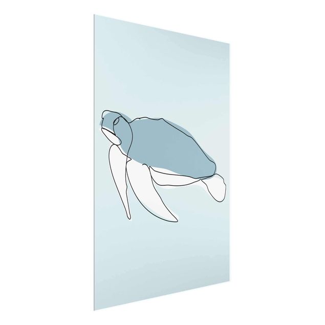Glasbild - Schildkröte Line Art - Hochformat 4:3