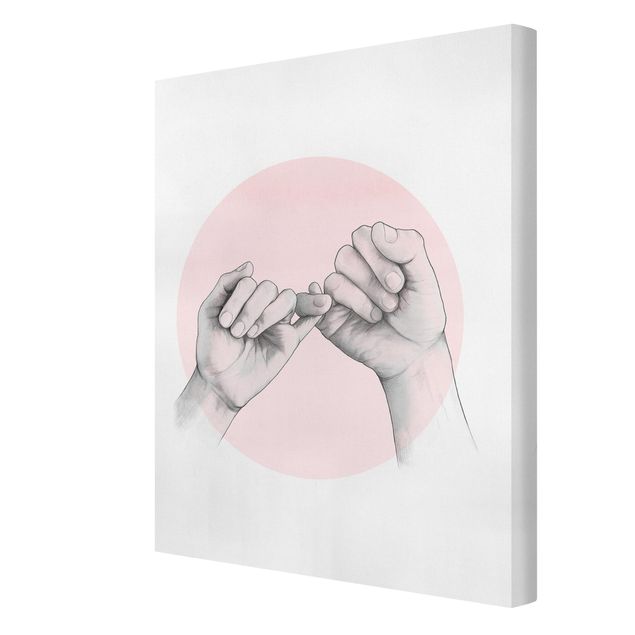 Bilder auf Leinwand Illustration Hände Freundschaft Kreis Rosa Weiß