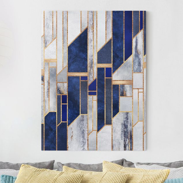 Moderne Leinwandbilder Wohnzimmer Geometrische Formen mit Gold