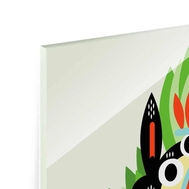 Glasbild - Collage Ethno Monster - Dschungel - Quadrat 1:1
