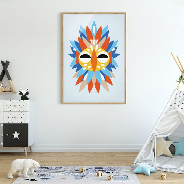 Wandbilder mit Rahmen Collage Ethno Maske - Papagei