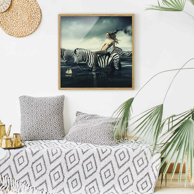 Schöne Wandbilder Frauenakt mit Zebras