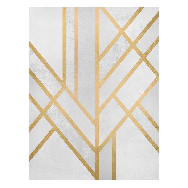 Wandbilder abstrakt Art Deco Geometrie Weiß Gold