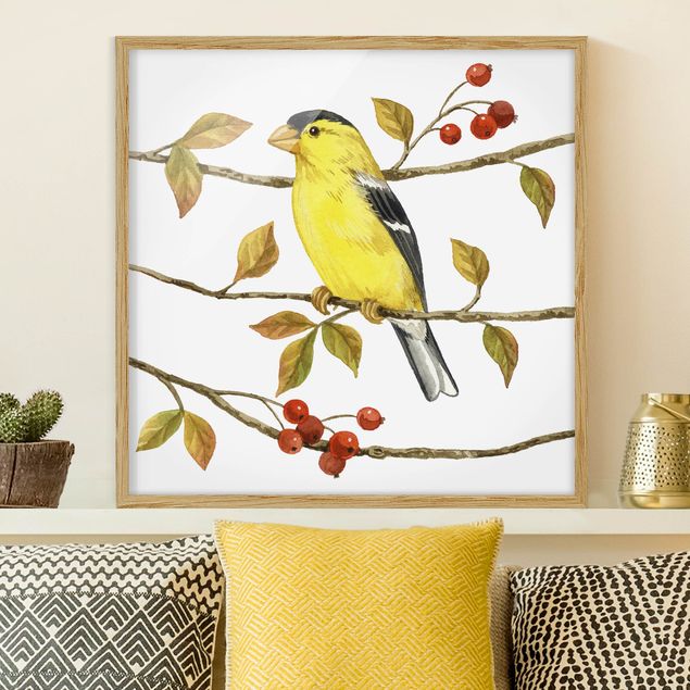 Wandbilder Tiere Vögel und Beeren - Goldzeisig