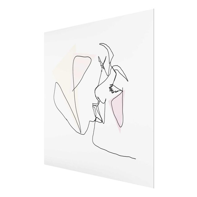 Glasbild - Kuss Gesichter Line Art - Quadrat 1:1