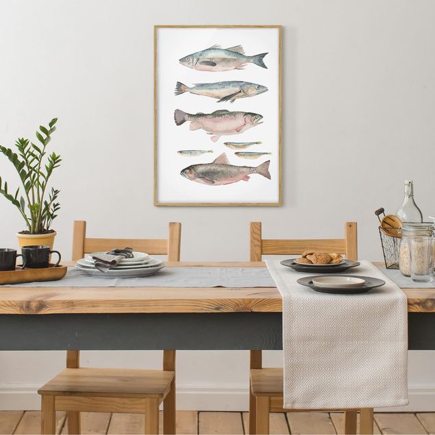 Schöne Wandbilder Sieben Fische in Aquarell I