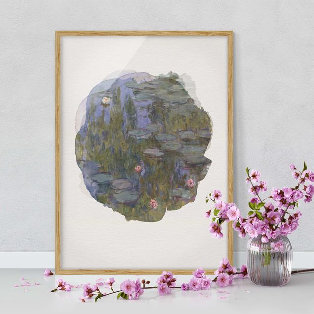 Bild mit Rahmen Claude Monet Wasserfarben - Claude Monet - Seerosen (Nympheas)