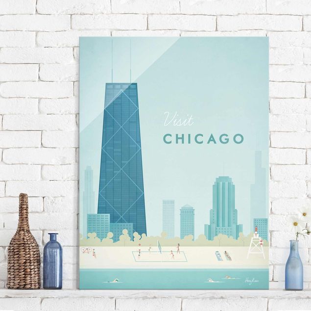 XXL Glasbilder Reiseposter - Chicago