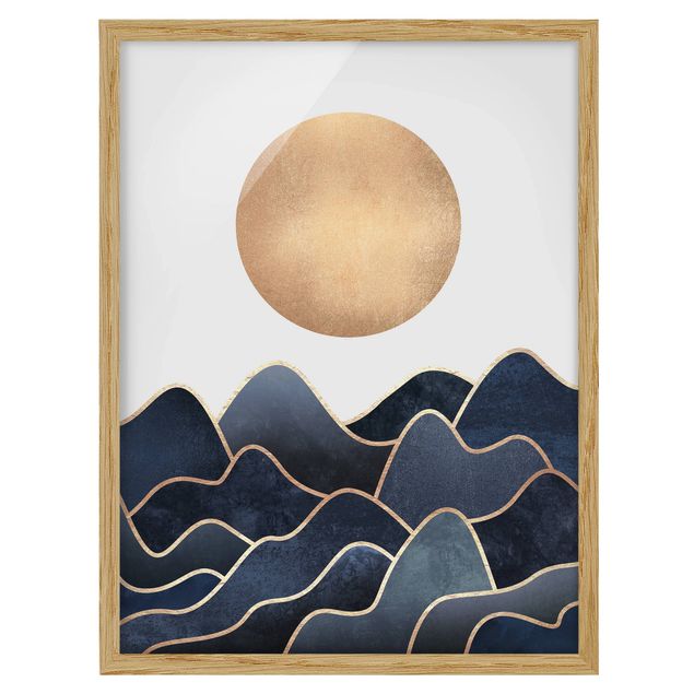 Landschaftsbilder mit Rahmen Goldene Sonne blaue Wellen