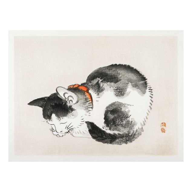 Bilder für die Wand Asiatische Vintage Zeichnung Schlafende Katze