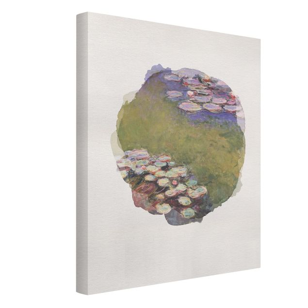 Leinwandbild - Wasserfarben - Claude Monet - Seerosen - Hochformat 4:3