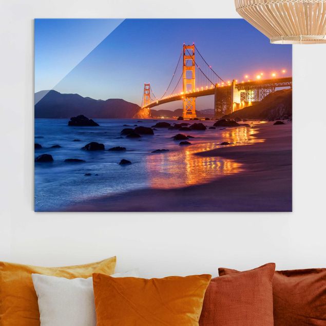 Glasbild - Golden Gate Bridge am Abend - Querformat 4:3