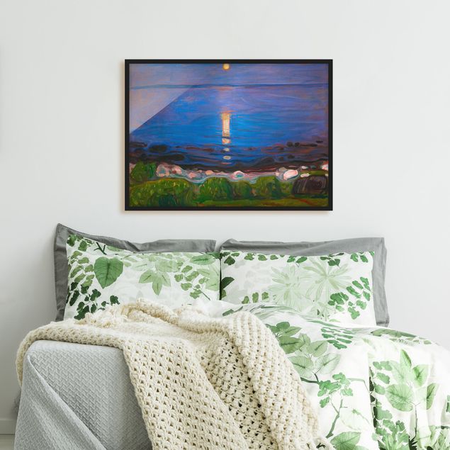 Bild mit Rahmen - Edvard Munch - Sommernacht am Meeresstrand - Querformat 3:4