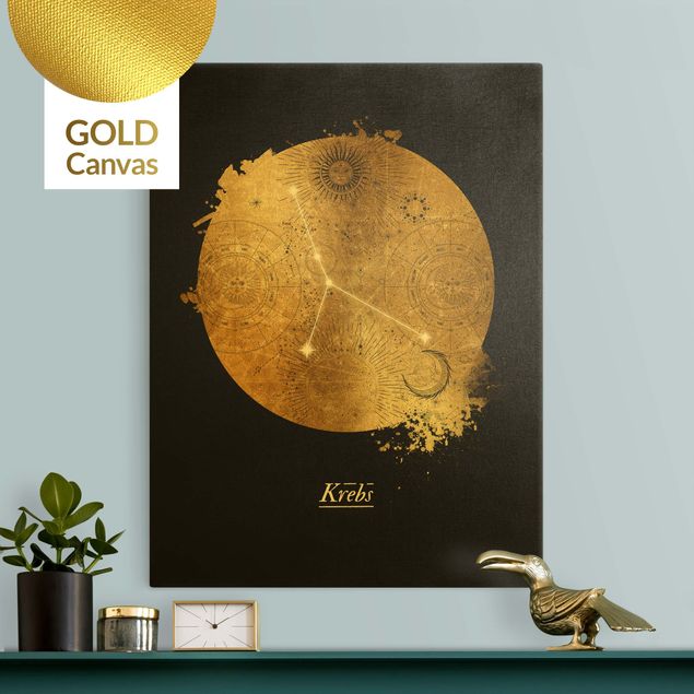 Leinwandbild Gold - Sternzeichen Krebs Grau Gold - Hochformat 3:4