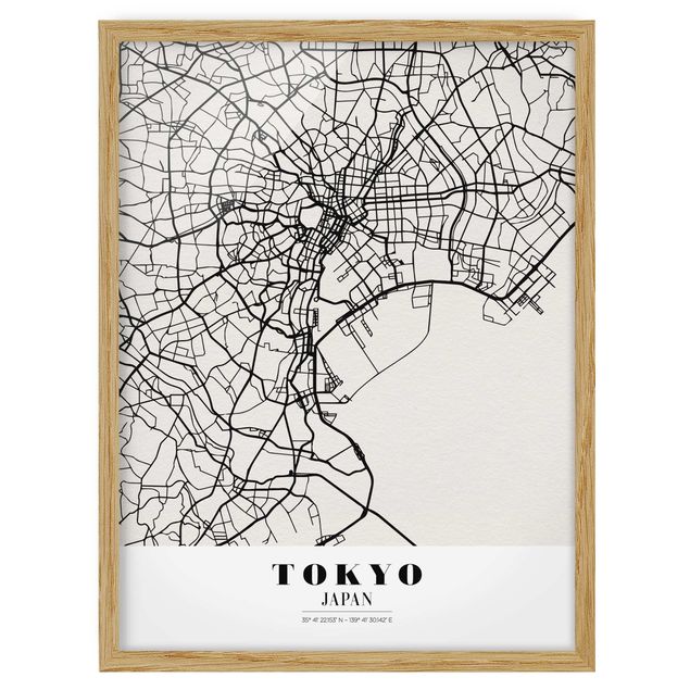 Wandbilder Stadtplan Tokyo - Klassik