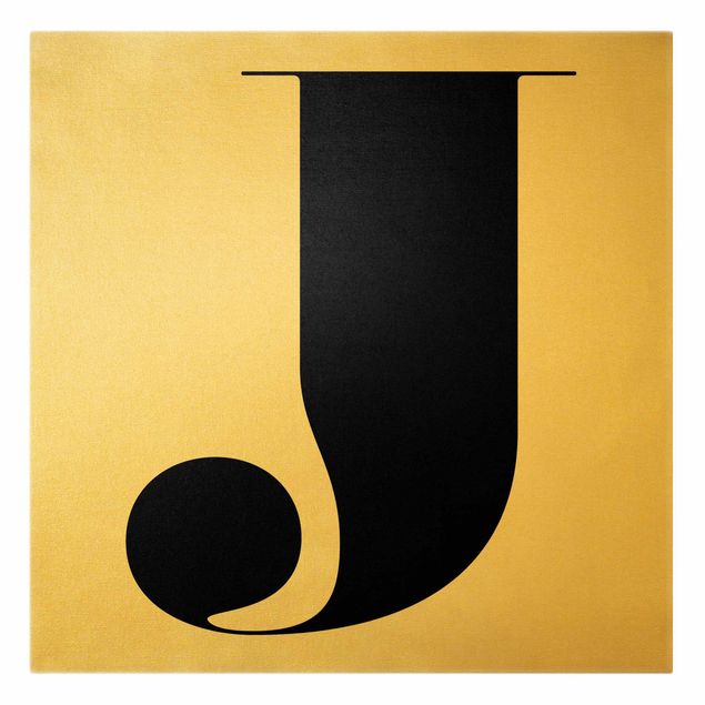 Leinwandbild Gold - Antiqua Letter J - Quadrat 1:1