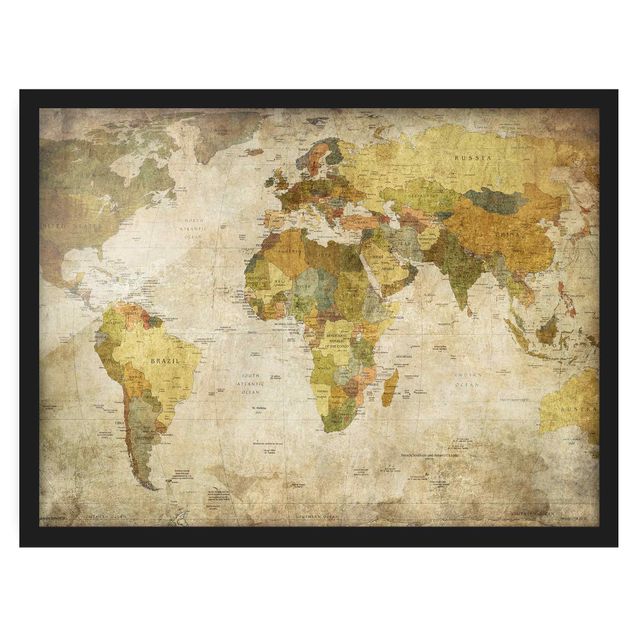 Wandbilder mit Rahmen Weltkarte