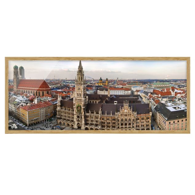 Bild mit Rahmen - City of Munich - Panorama Querformat