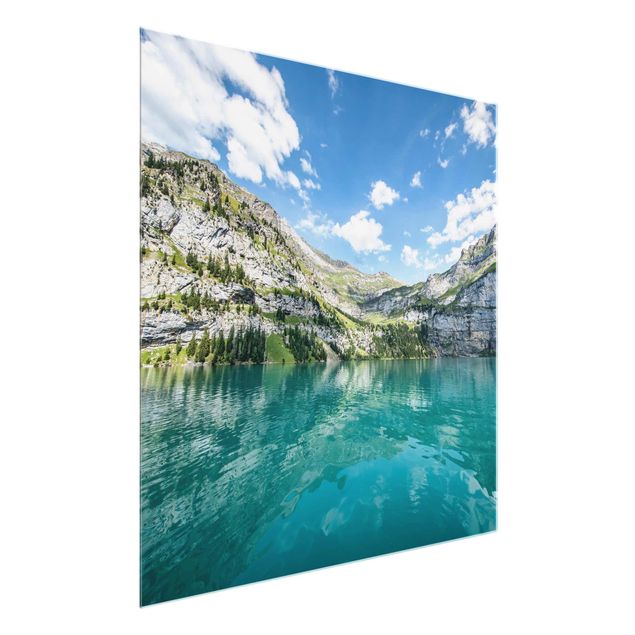 Glasbild - Traumhafter Bergsee - Quadrat 1:1
