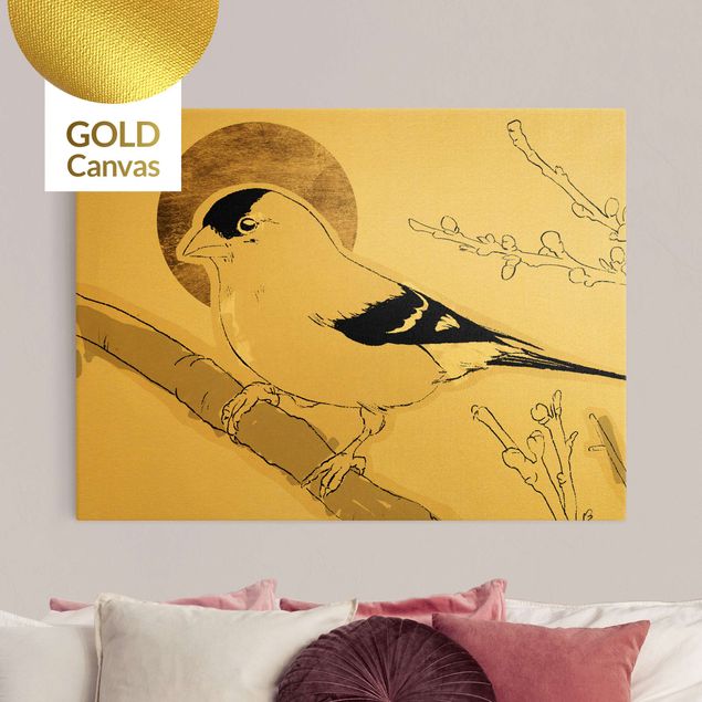 Wandbilder Tiere Vogel vor goldener Sonne II