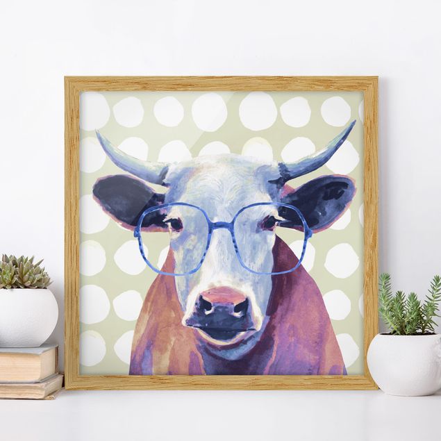 Wandbilder abstrakt Bebrillte Tiere - Kuh