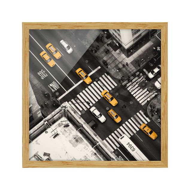 Bild mit Rahmen - New York City Cabs - Quadrat 1:1