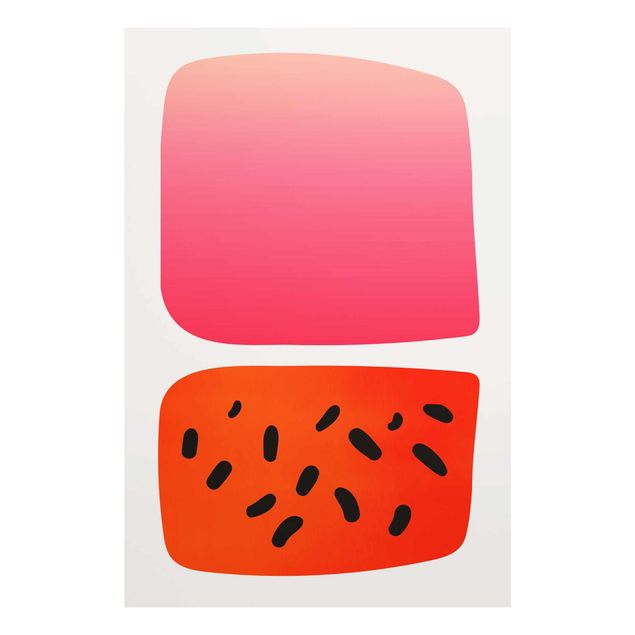 Glas Wandbilder Abstrakte Formen - Melone und Rosa