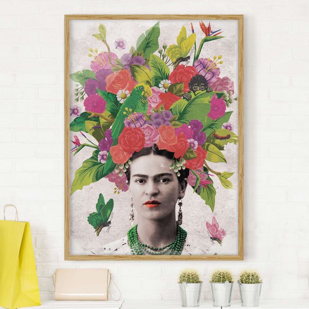 Wandbilder Tiere Frida Kahlo - Blumenportrait