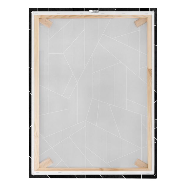 Moderne Leinwandbilder Wohnzimmer Schwarz Weiß Geometrie Aquarell