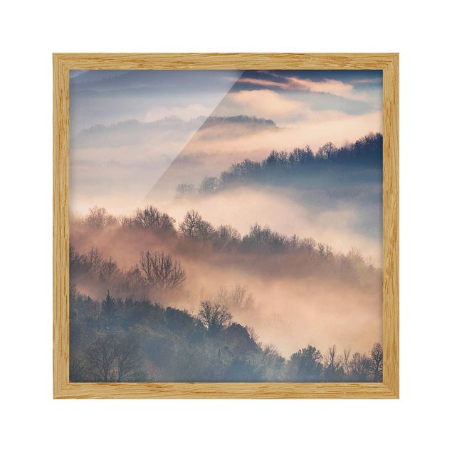 Bild mit Rahmen - Nebel bei Sonnenuntergang - Hochformat 3:4