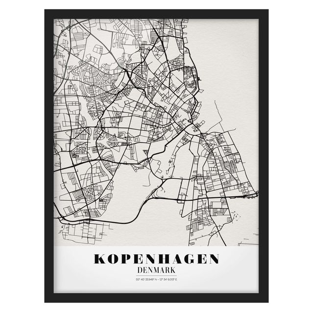 Bilder für die Wand Stadtplan Kopenhagen - Klassik